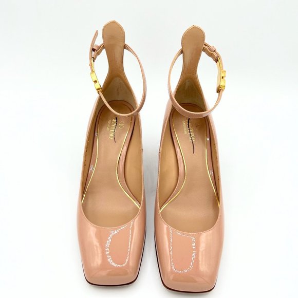 Valentino Garavani Patent Leather Ankle Strap Pumps w Valentino VLOGO Charm - Picture 2 of 11